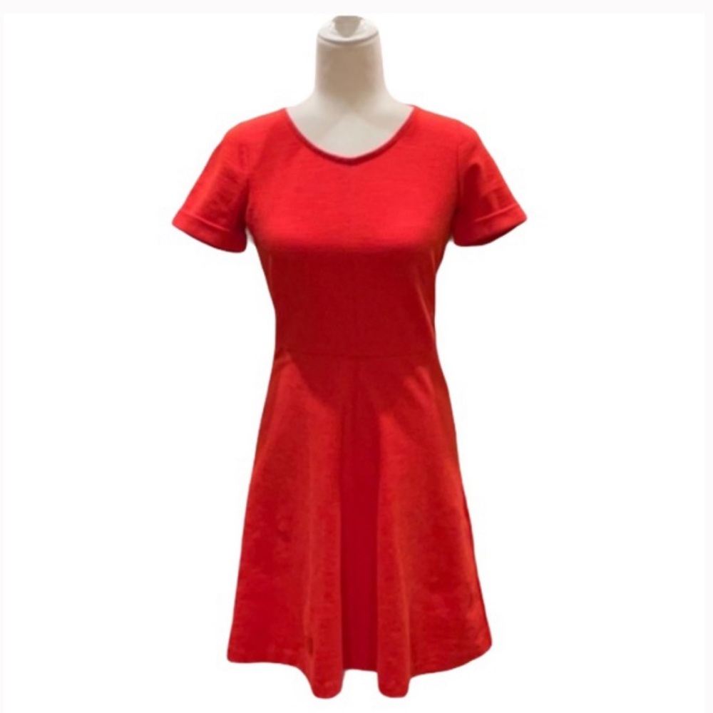 J. Crew Short Sleeve Fun and Flare Dress - orange - size 12 - Picture 2 of 8